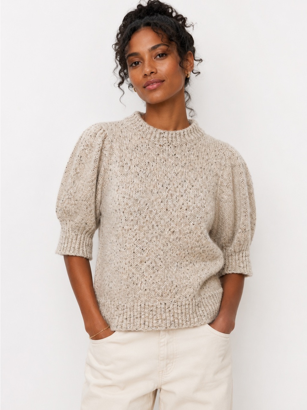 Vero Moda Speckled Knit Short Sleeve Sweater – Size L